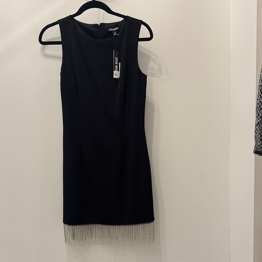 Steve Madden Black Sleeveless Dress with Fringe